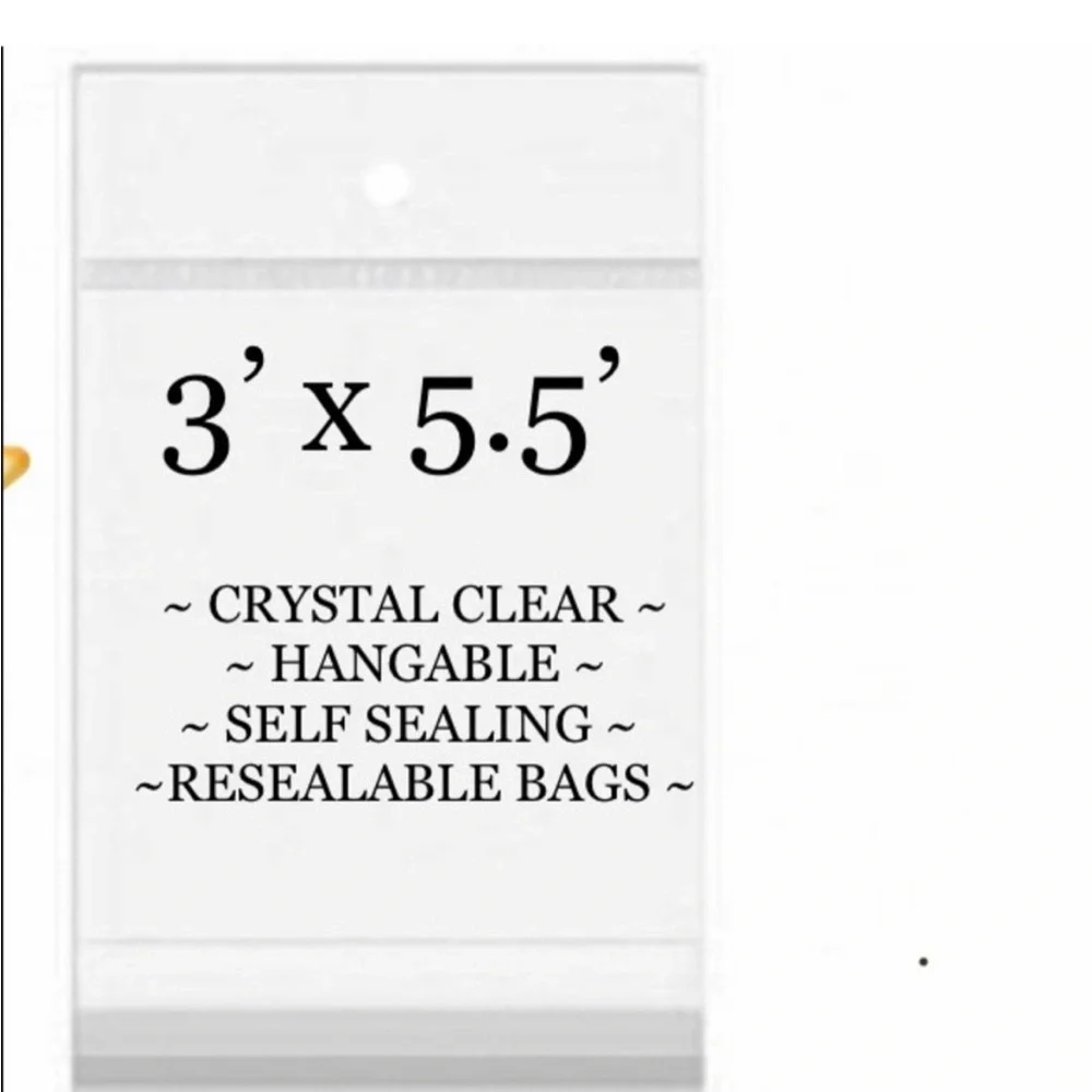 100pcs Bundle includes 25ct 6x9” & 25ct 3x5-1/2”Clear Cello Bags & 50ct Stickers